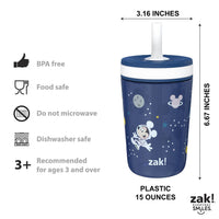 Zak Designs Disney Mickey Mouse Kelso Tumbler Set, Leak-Proof Screw-On Lid with Straw, Bundle for Kids Includes Plastic and Stainless Steel Cups with Bonus Sipper (3pc Set, Non-BPA)15 fl oz. Classic