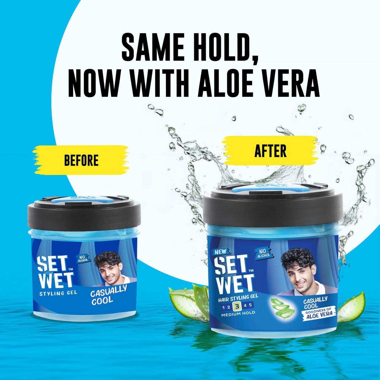 Set Wet Styling Hair Gel for Men - Casually Cool, 50gm | Medium Hold, High Shine | For Medium to Long Hair |No Alcohol, No Sulphate