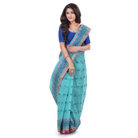 dB DESH BIDESH Women`s Traditional Bengal Tant Tri Leaf Woven Design Pure Handloom Cotton Saree Without Blouse Piece