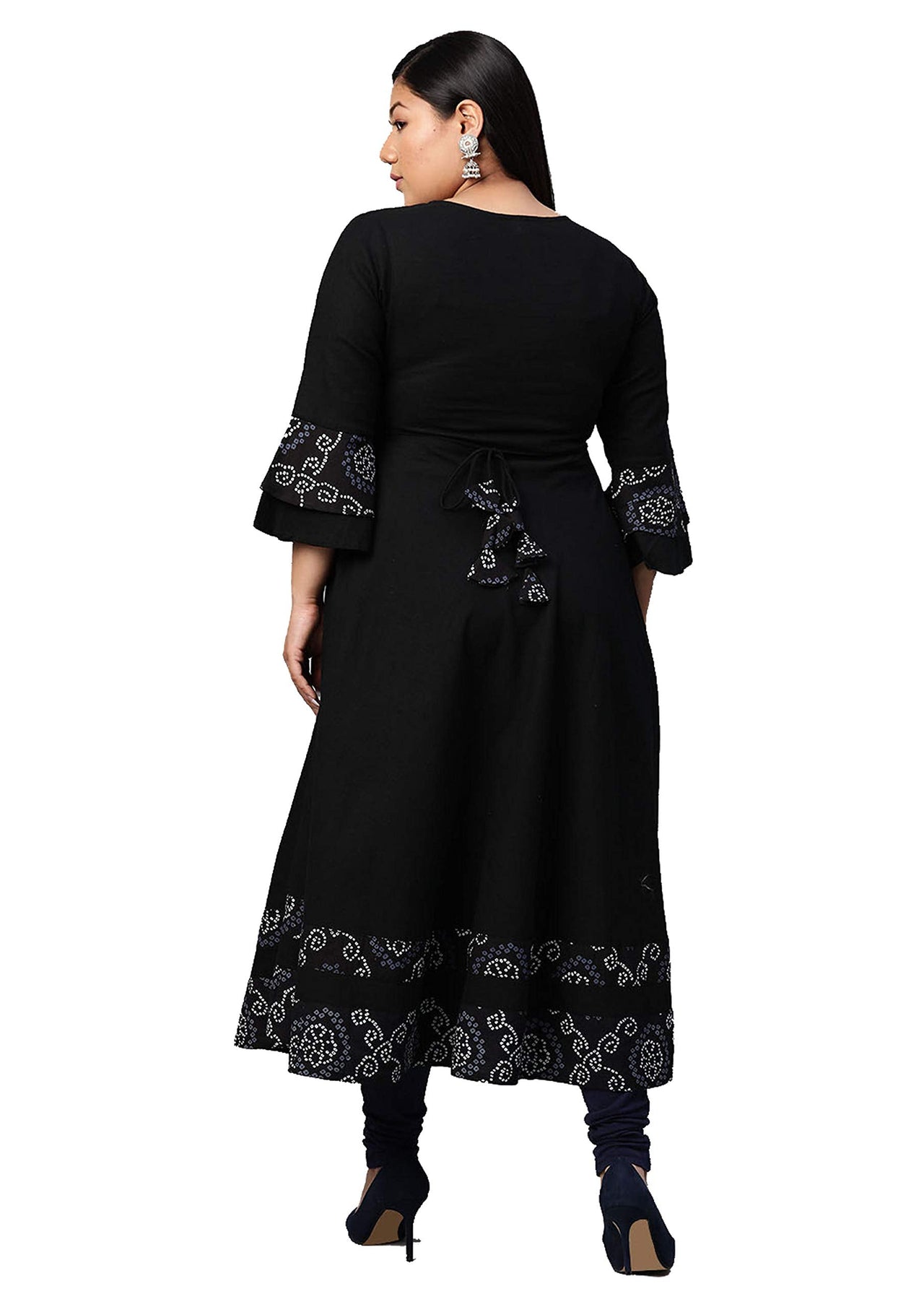 Yash Gallery Women's  Cotton Slub Bandhej Printed Anarkali Kurta for Women