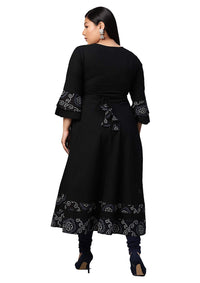Yash Gallery Women's  Cotton Slub Bandhej Printed Anarkali Kurta for Women