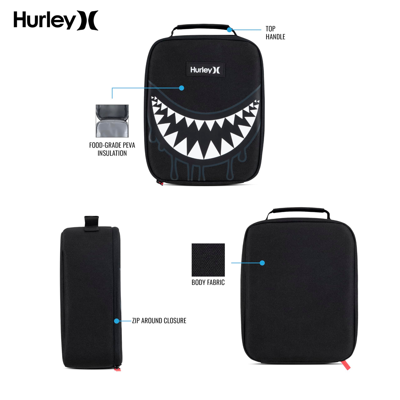 Hurley Men's  Insulated Lunch Tote Bag O/S Black