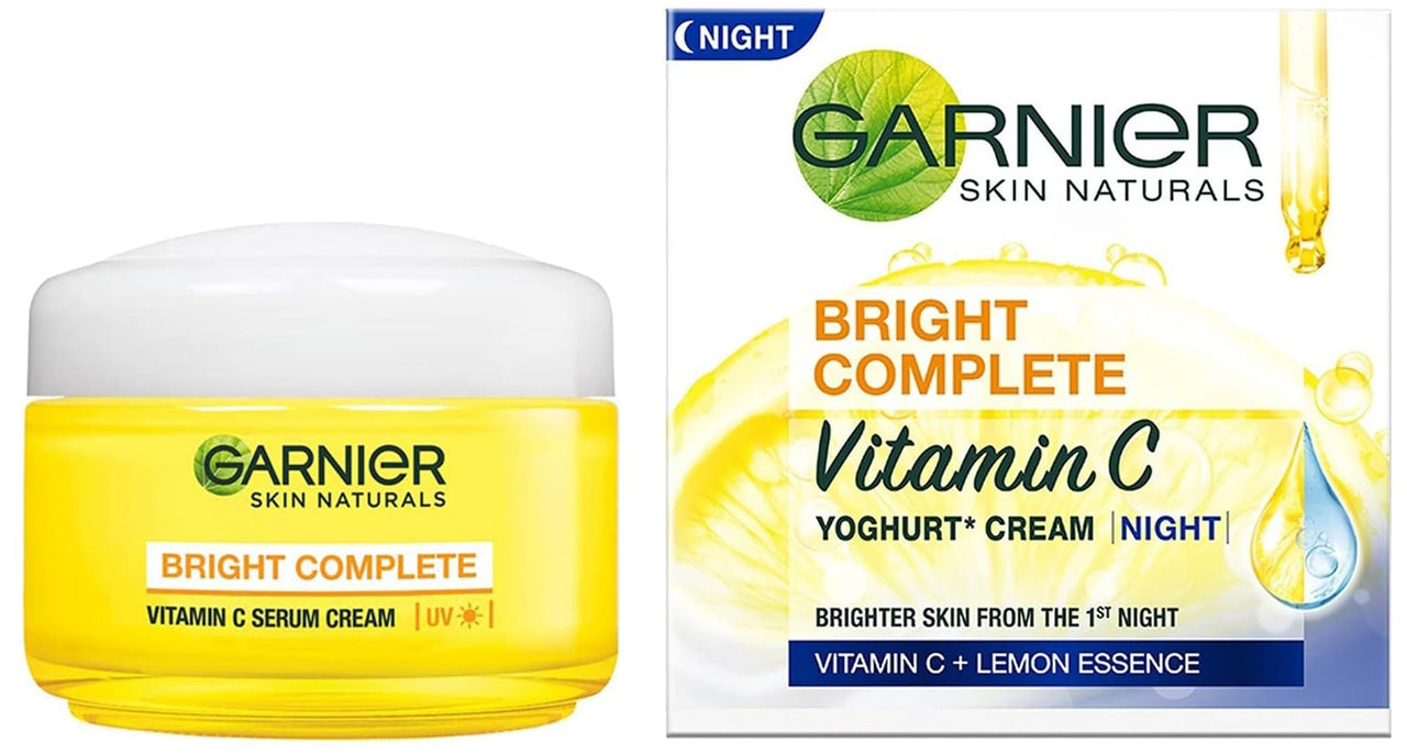 Garnier Bright Complete VITAMIN C Serum Cream UV, 45g & Garnier Bright Complete VITAMIN C YOGHURT Night Cream, 40g