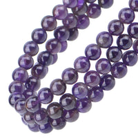 100Pcs Natural Crystal Beads Stone Gemstone Round Loose Energy Healing Beads with Free Crystal Stretch Cord for Jewelry Making (Amethyst, 6MM) Amethyst