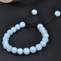 Massive Beads Natural Healing Power Gemstone Crystal Beads Unisex Adjustable Macrame Bracelets 8mm Aquamarine