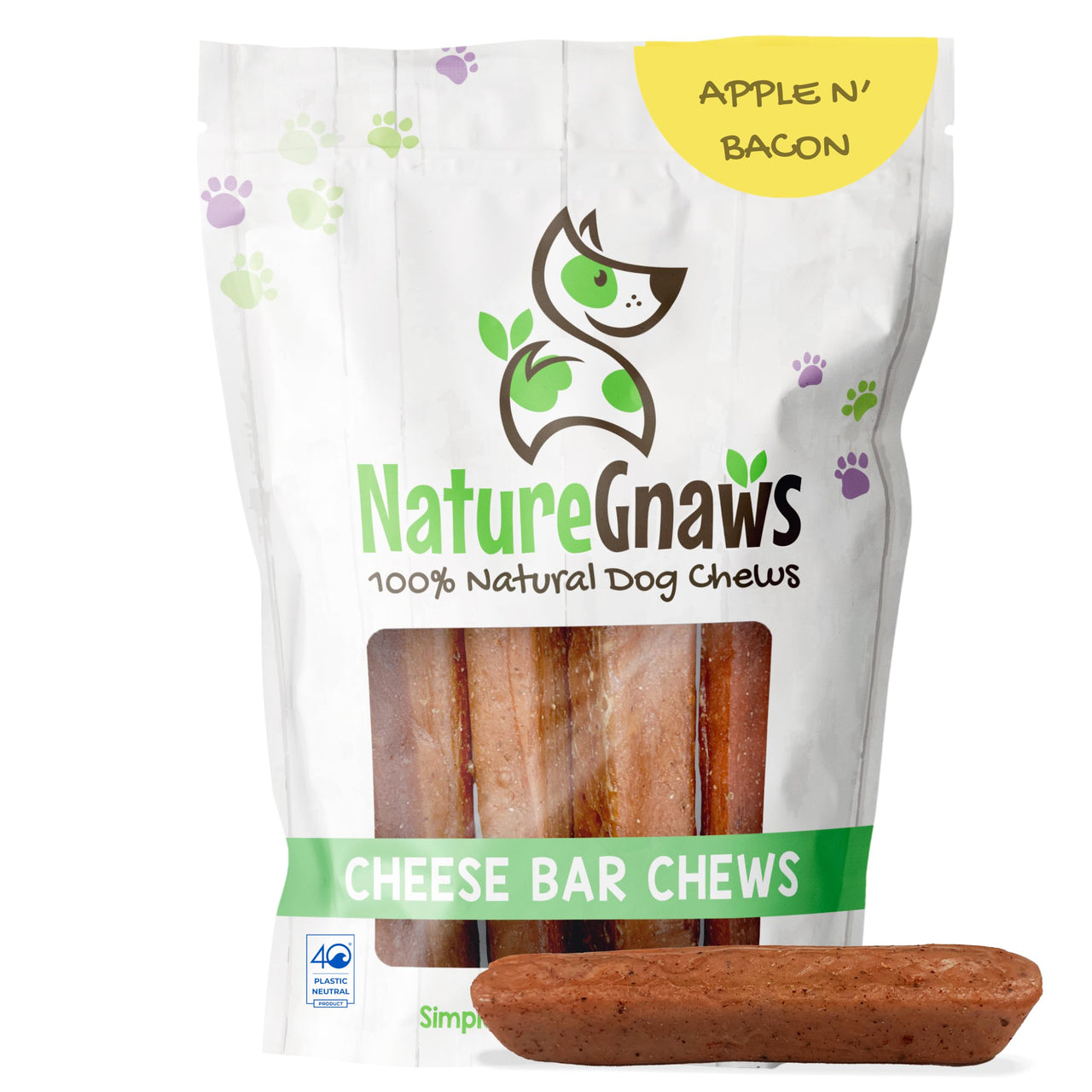 Nature Gnaws Cheese Bar Chews for Dogs  Natural Lasting Hard Chew Treats - Rawhide Free Dog Bones - Yak Alternative 4 Count