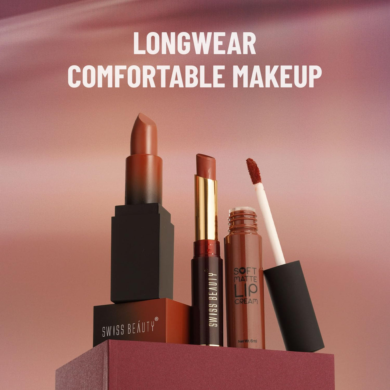 Swiss Beauty Non-Tranfer Matte Lipstick, Smooth & Waterproof, Bold Wine, 2g