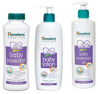 Himalaya Baby Massage Oil (500ml) & Baby Powder (400g) & Herbals Baby Lotion (400ml)