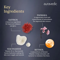 Auravedic Kumkumadi Oil Retinol Night Cream For Face - Night Cream For Women With Niacinamide, Retinol, Saffron & Padmaka - Overnight Repair & Renew For Glowing Skin, 50g