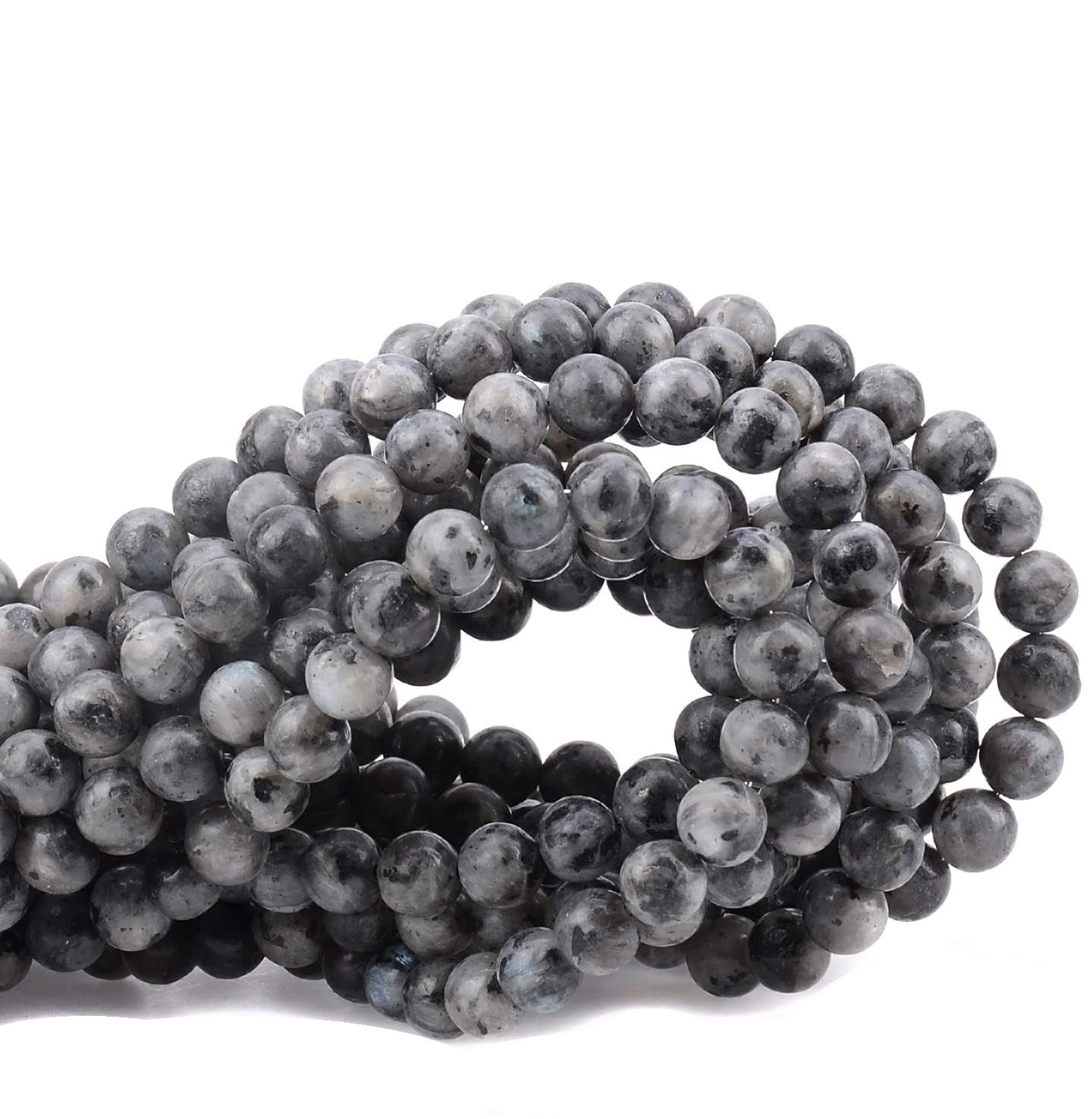 100Pcs Natural Crystal Beads Stone Gemstone Round Loose Energy Healing Beads with Free Crystal Stretch Cord for Jewelry Making (Larvikite Labradorite, 6MM) Larvikite Labradorite