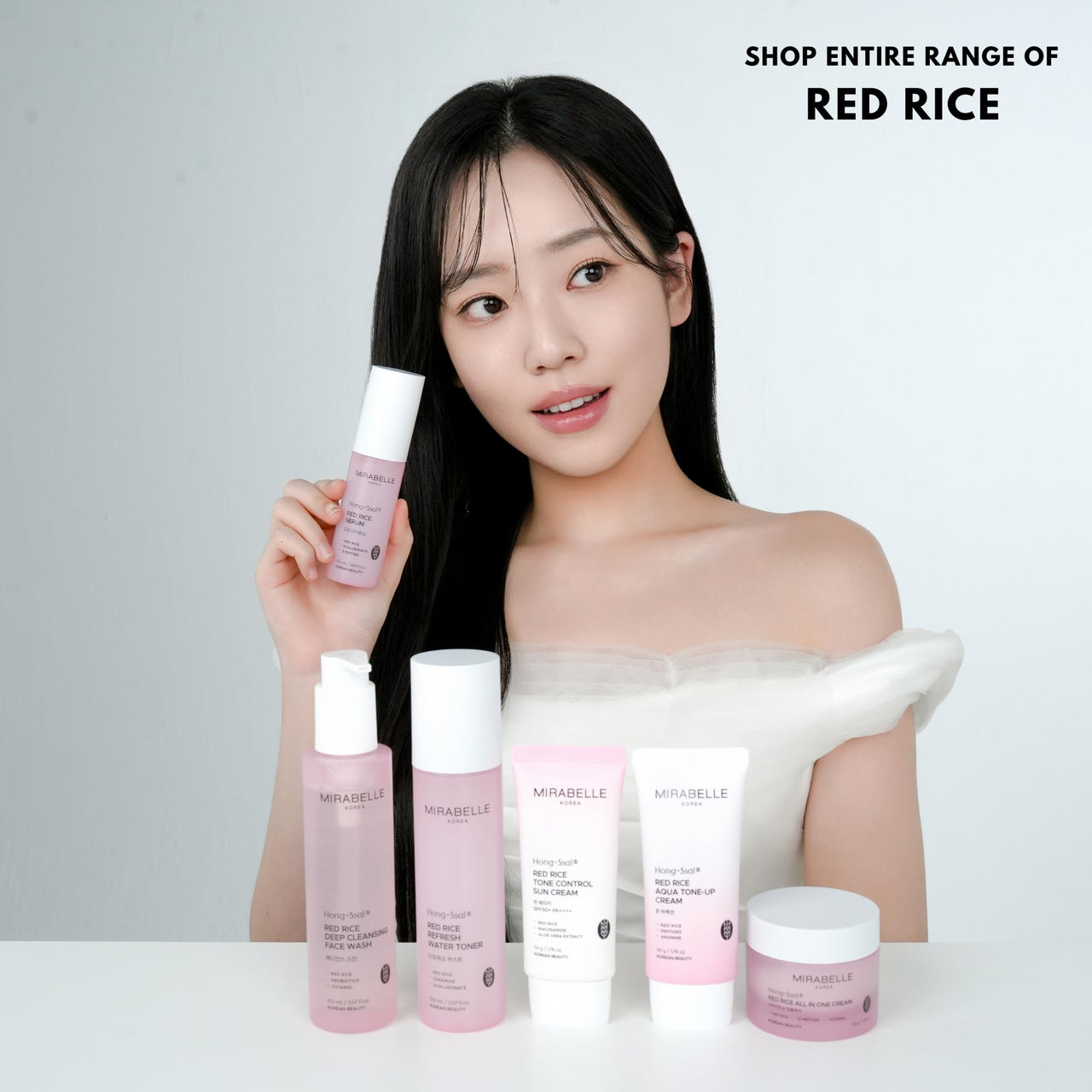Mirabelle Korea Hong Ssal Red Rice Aqua Tone-Up Cream 50g | Hydrating & Brightening Face Moisturizer | Peptides & Rice Extract for Glowing Skin | Korean Skincare for Men & Women