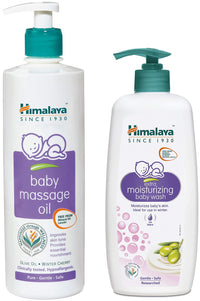 Himalaya Baby Massage Oil (500ml) & Himalaya Extra Moisturizing Baby Wash, 400 ml