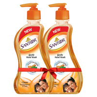 Santoor Gold Soap With Saffron, Sandal & Sakura Extracts, 125G (Pack Of 6) And Classic Gentle Hand Wash, 215Ml (Pack Of 2) With Natural Goodness Of Sandalwood & Tulsi