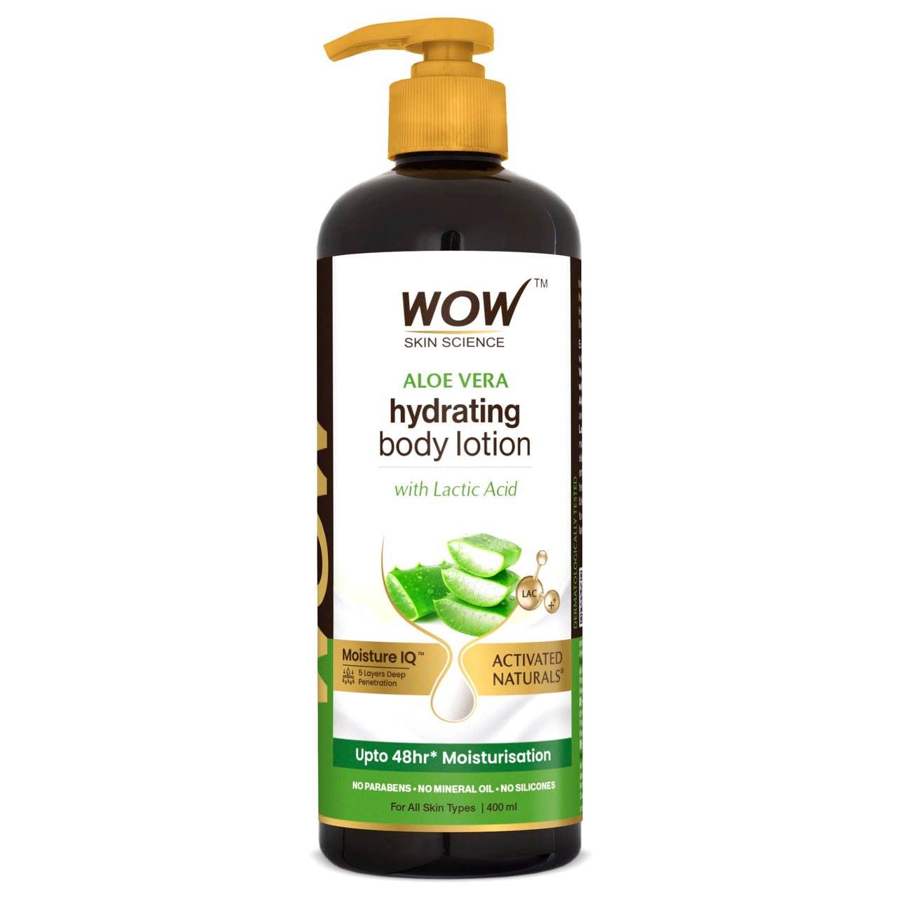 WOW Skin Science Aloe Vera Body Lotion for Ultra Light Hydration - All Skin Type - 400ml