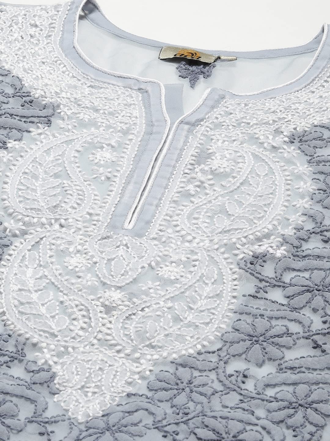 Ada Women's  Hand Embroidered Lucknowi Chikankari Georgette Short Top Kurti with Slip