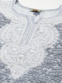 Ada Women's  Hand Embroidered Lucknowi Chikankari Georgette Short Top Kurti with Slip