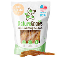 Nature Gnaws USA Beef Tendons for Dogs – Single Ingredient Natural Dental Chews - Long Lasting and Rawhide Free Dog Treats, 8.00 Ounce (Pack of 1)