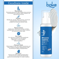 BAKE 100% Mineral Water Resistant Sunscreen SPF 70 PA+++ with 5% Niacinamide, Peptide | Sweat & Water Resistant, UV/A & B, Blue Light Protection | For Oily Acne Prone Skin | For Acne Scars & Dark Spots | Broad Spectrum Sunscreen | No White Cast | 100g