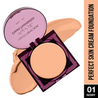 Hilary Rhoda Perfect Skin Cream Foundation | Buildable Coverage & Lightweight | Waterproof & Matte Finish | Blendable Foundation - 8.5g (Ivory - Shade 01)