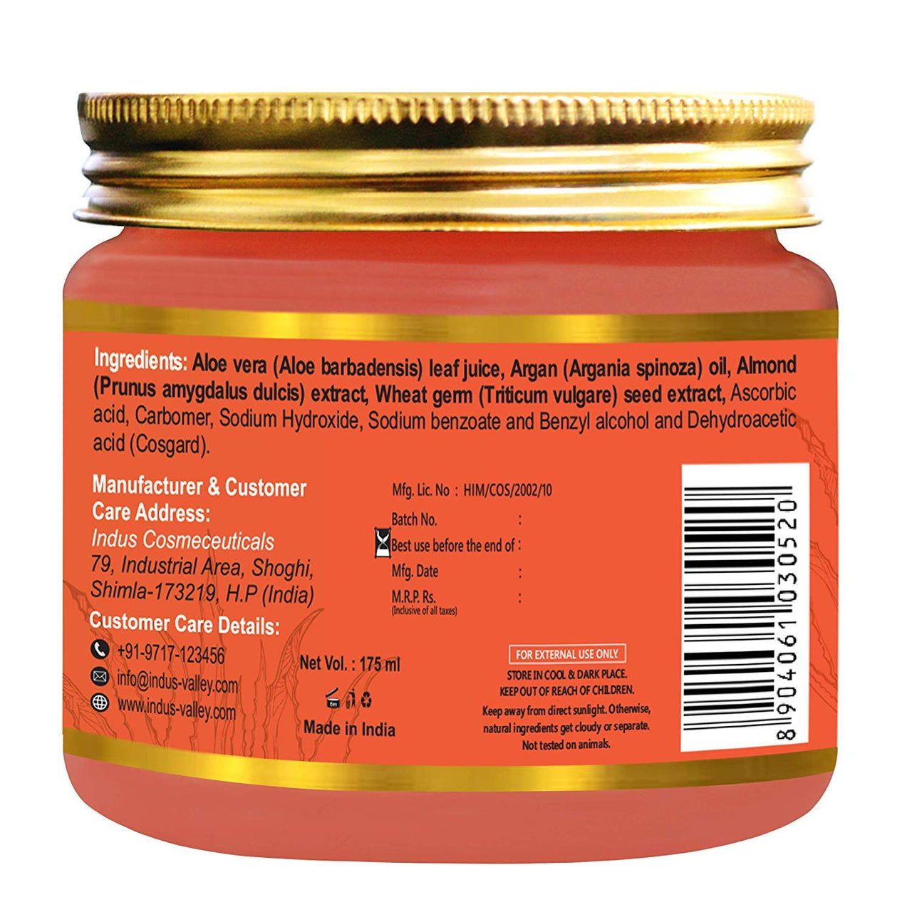 INDUS VALLEY Bio Organic Color Protection Aloe Vera Gel With Argan Oil For Rich Colour & Shiny Hair - (175ml)