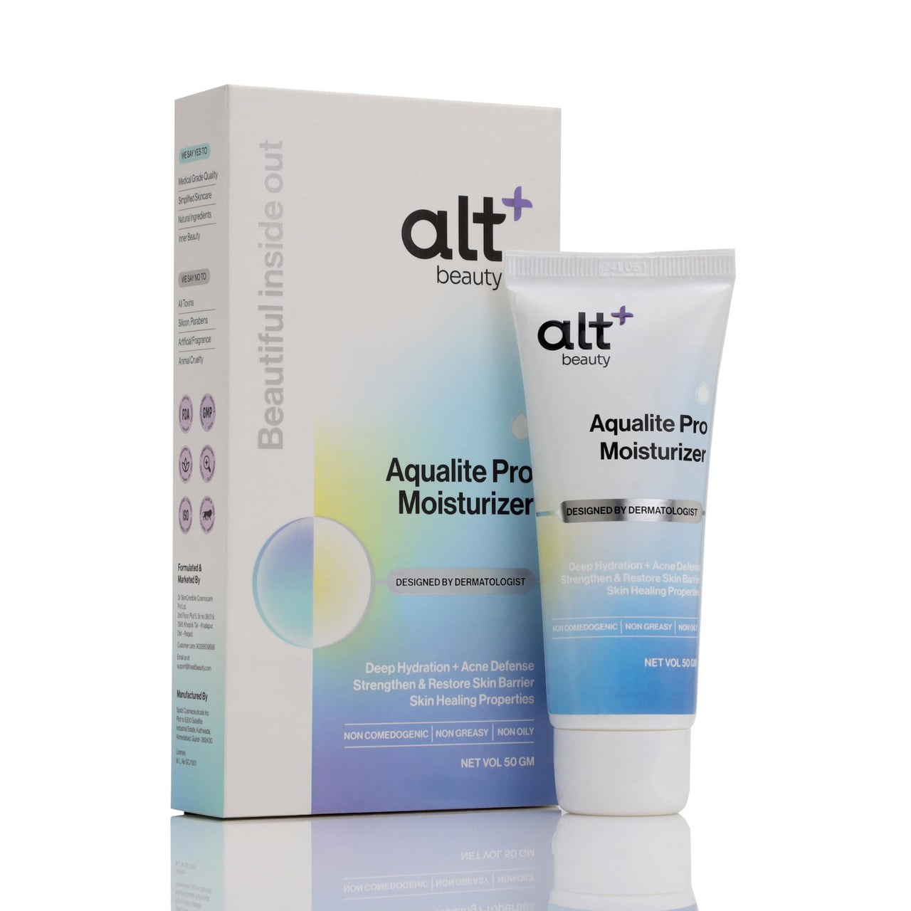 altBeauty Aqualite Pro Moisturiser -50gm | Pro Vitamin B5, Tea Leaf Extracts, Niacinamide | Deep Hydration, Strengthen & Restore Skin Barrier |Acne defense, healing Properties|Non-Greasy, Fragnense Free