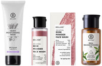 Brillare Professional Heavy Moisturising Hair Mask & Brillare Real Mahabhringraj Oil with 14 Traditional Herbs, 100% Natural, Zero Chemicals, Organic & Brillare Rose Face Wash