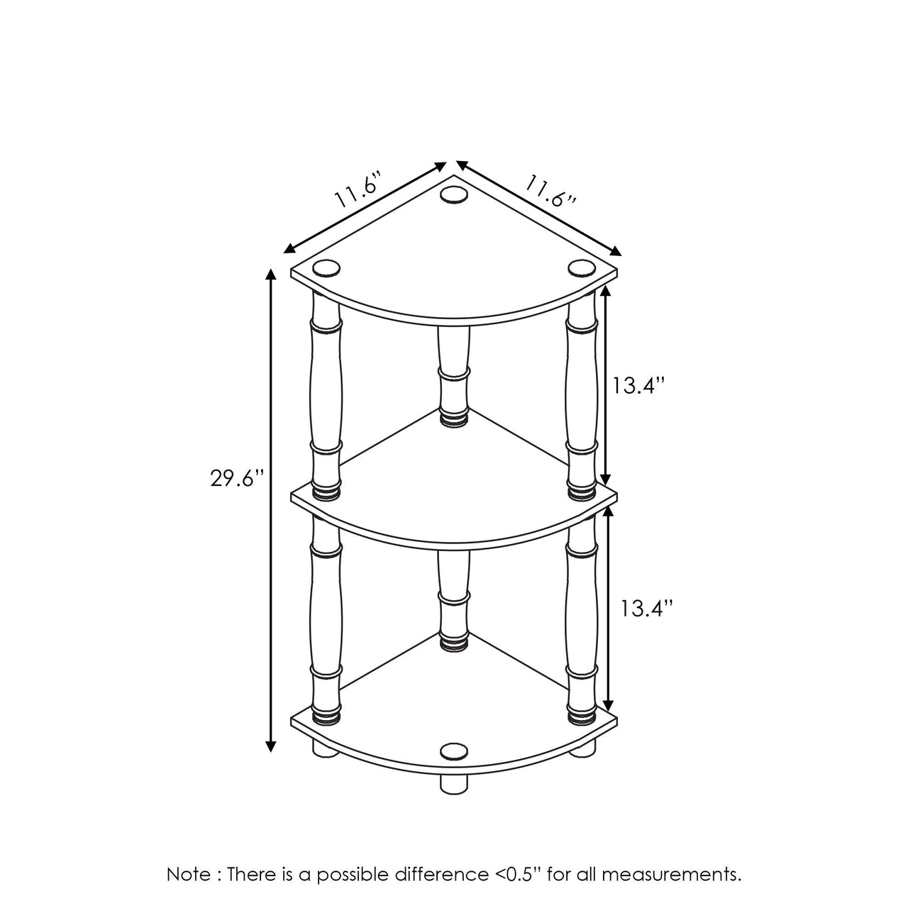 Furinno Turn-N-Tube 4-Tier Corner Display Rack Multipurpose Shelving Unit, Dark Brown Grain/Black 4-Tier Round Tube