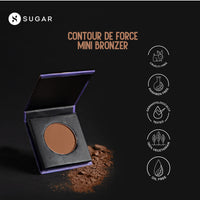 SUGAR Cosmetics - Contour De Force - Mini Bronzer - 01 Taupe Topper (Brown-Gray Matte Bronzer) - Lightweight, Contour Bronzer with Matte Finish
