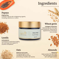 Mellow Herbals Ayurvedic Glow Face Pack | Brightening & Tan Removal | Papaya, Oat Grain & Almond Oil | Natural Exfoliation & Nourishment | Paraben & Silicone-Free | 50gm