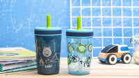 Zak Designs Campout and Camping Kelso Tumbler Set, Leak-Proof Screw-On Lid with Straw, Bundle for Kids Includes Plastic and Stainless Steel Cups with Bonus Sipper, 3pc Set, Non-BPA,15 fl oz Classic