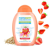 Mamaearth dusting powder with organic oatmeal & arrowroot powder 150g & Super Strawberry Body Wash for Kids with Strawberry Oat Protein – 300 ml, 1 count