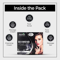 Multani Naturals Diamond Facial Kit For Instant Glow & Removes Dead Skin Cells | 6 Products in one Box | Cleansing Cream , Massage Cream , Scrub, Face Pack , massage Gel and Free Face Wash (65ML) | 100 ml