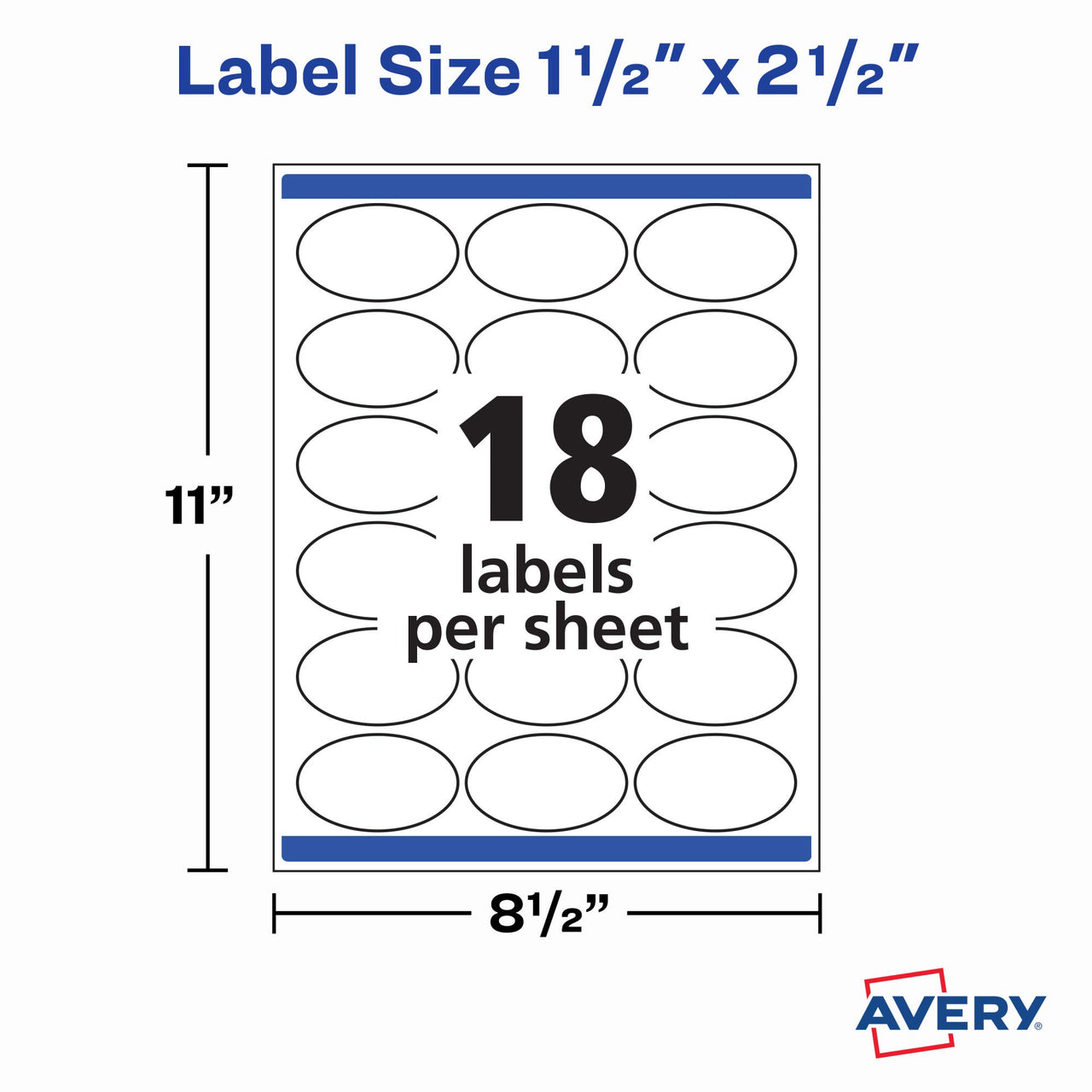 Avery Printable Blank Oval Labels, 1.5" x 2.5", Matte White, 450 Customizable Labels (22564)