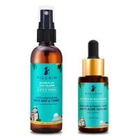 Pilgrim Skin Refreshing Blemish Control Travel Set with Instantly Hydrating White Lotus Face Toner 100ml & Anti-Acne Face Serum 30ml | For Dark Spots & Uneven Skin Tone | No Parabens & Sulphates
