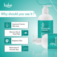 BAKE 5% Glycolic & Lactic Acid Body Lotion SPF 30 PA+++ for Dark Spots Body Acne | Dead Skin Removal & Uneven Skin Tone | 5% AHA Maxiimum Exfoliation | 200ml
