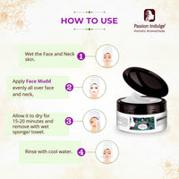 Passion Indulge Kumkumadi Natural Face Mudd Pack for Anti-Aging, Glowing, shine and Brightness with Saffron, Vetiver Oil, and 16 Herbs for All Skin Types - 250gm