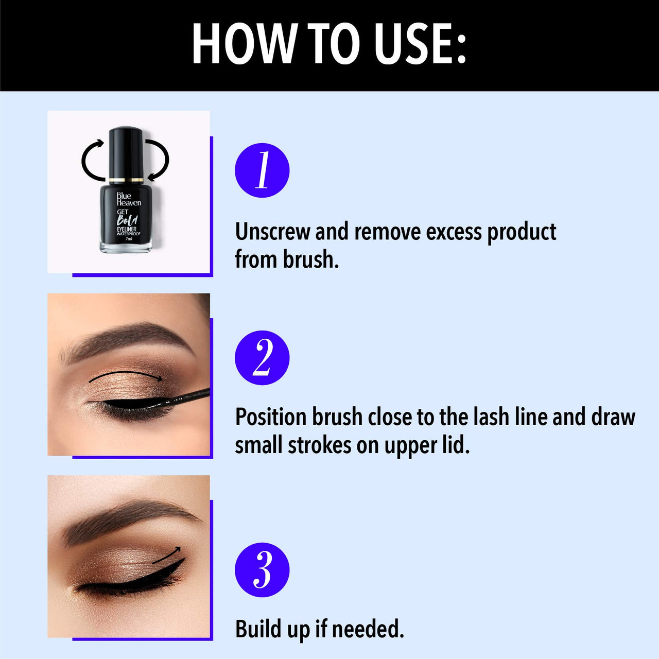 Blue Heaven Gentle Nail Paint Remover, 125 ml&Blue Heaven Get Bold Matte Finish Eyeliner (Black, 7 ml)
