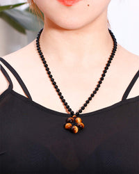 Jewever Tiger Eye Necklace Pendant Handmade Star-Shape Adjustable Energy Gemstone Healing Crystal 12mm Beads Unisex Yellow