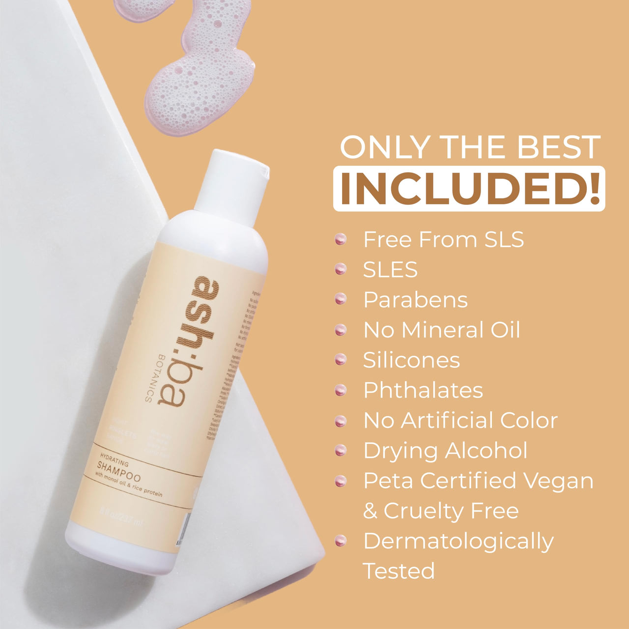 Ashba Botanics Hydrating Shampoo For Men & Women with Dry, Frizzy, Curly & Wavy Hair | Gently Cleanses, Soothes Scalp with Green Tea, Shea Butter, Rice & Quinoa Protein | Paraben, Sulphate Free - 50ml