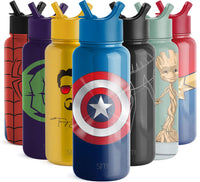 Simple Modern Marvel Water Bottle with Straw Lid Vacuum Insulated Stainless Steel Metal Thermos | Gifts for Women Men Reusable Leak Proof Flask | Summit Collection | 32oz Captain America Shield 32oz Water Bottle Marvel: Captain America Shield