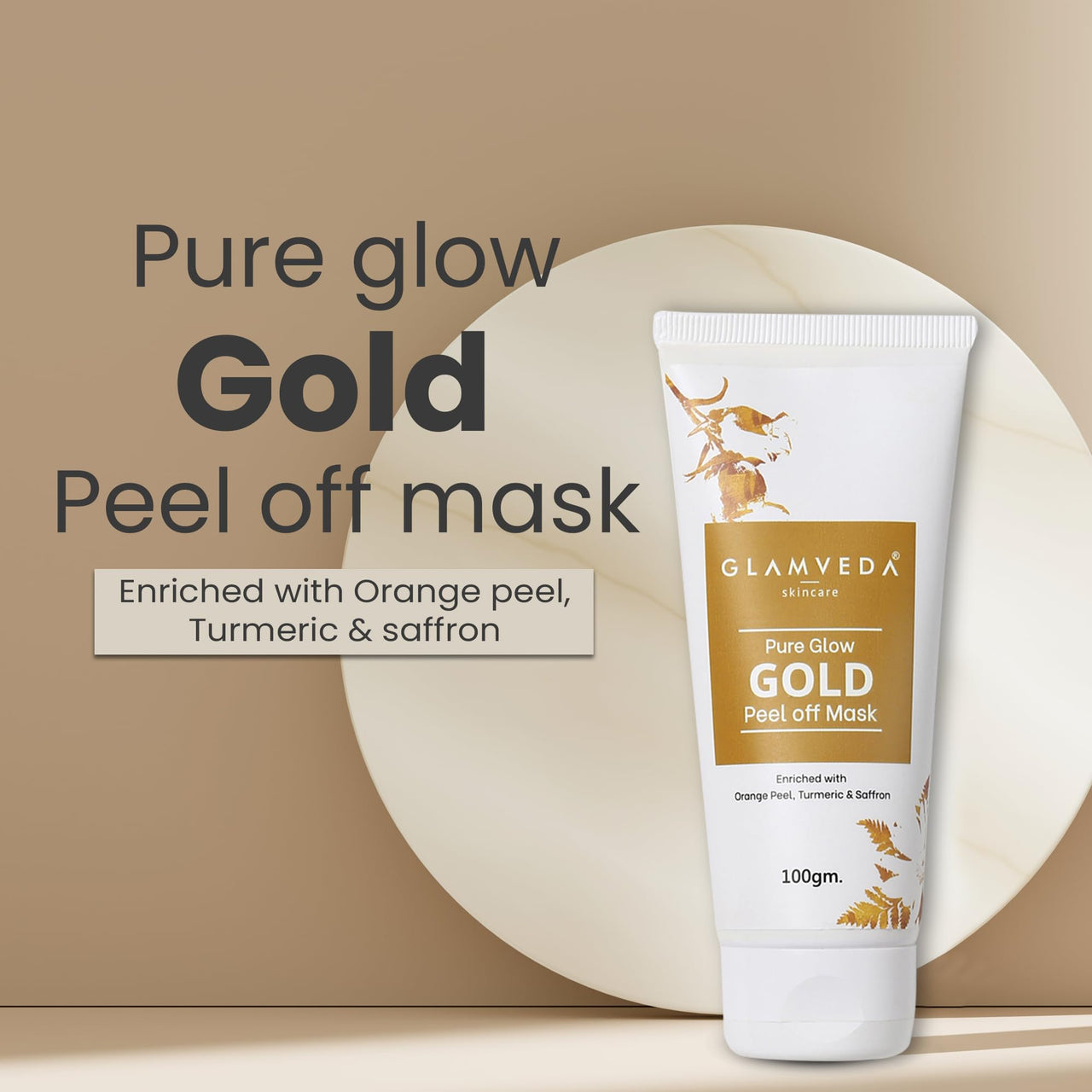 Glamveda Pure Glow Gold Peel Off Mask | Reduces fine lines, wrinkles | Remove Blackhead & pore care | For Women | No Paraben, SLS | 100gm