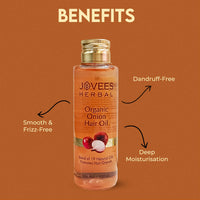 Jovees Herbal Organic Onion Hair Oil 100ML | Controls Hair Fall, Promotes Growth | Contains Onion Seed Oil, Olive oil, Sesame oil, Almond oil | Suitable for All Hair Types