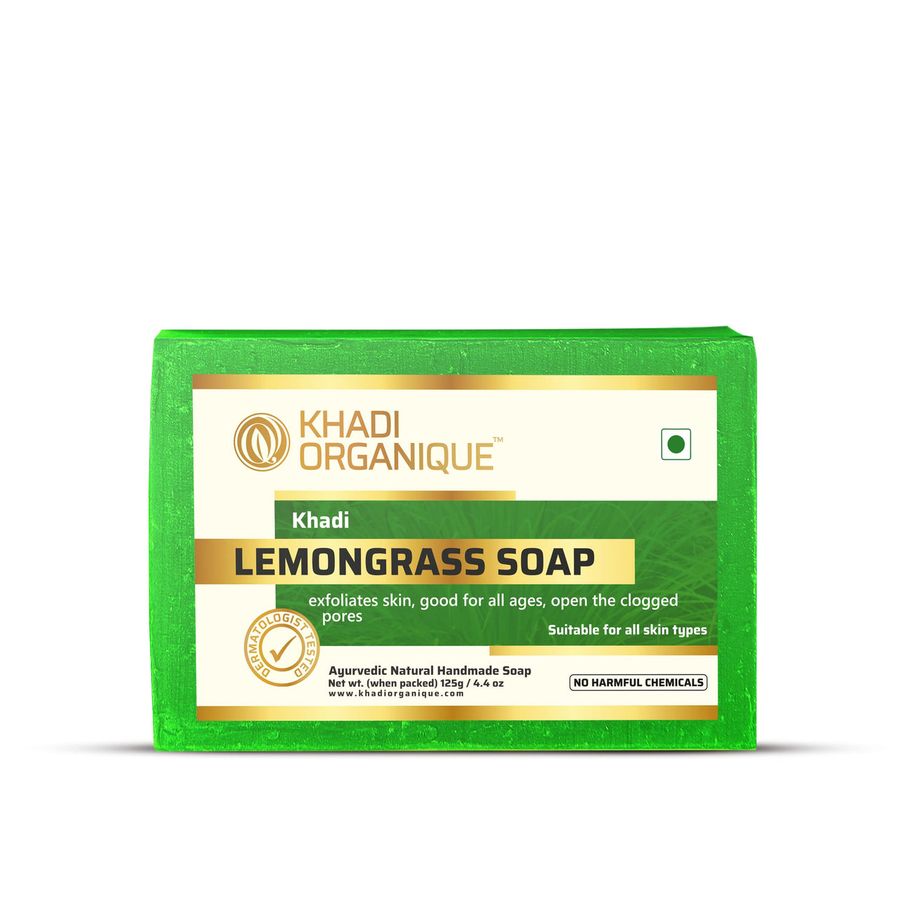 Khadi Organique Natural Herbal Lemongrass Soap Pack of 3 (100% Handmade & Organic Soap)