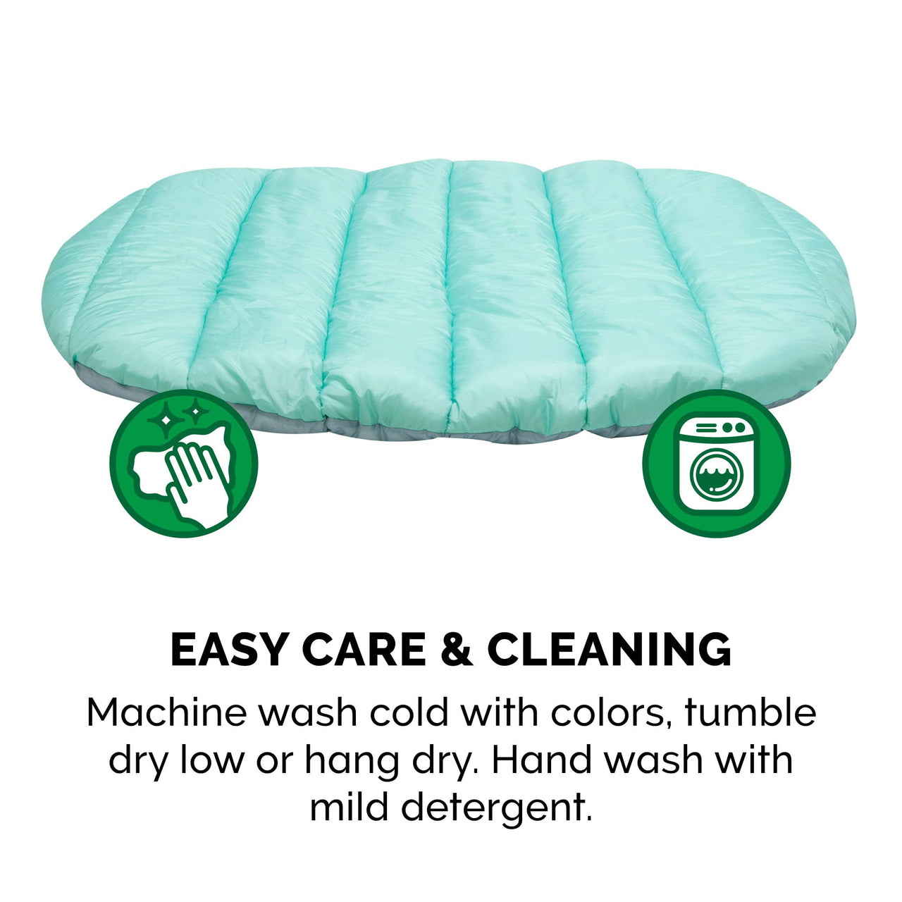 Furhaven Outdoor Travel Dog Bed for Large/Medium Dogs w/ Carry Bag, Washable & Foldable, Great for Crates & Kennels - Trail Pup Travel Pillow Mat w/ Stuff Sack Bag - Aqua/Granite Gray, Large