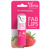 Olivia Fab Lips Stick with Jajoba Oil and Vit E - Strawberry Lip Balm for Moisturize & Nourish Lips | Non-sticky & Creamy Texture | No Harmful Chemicals | 4.3g
