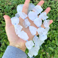 2 Strands Adabele Natural Raw Clear Crystal White Quartz Nugget Rough Gems Stone (30 Inch Total) Chakras Healing Gemstone Loose Beads GA-C1 White Quartz/Clear Crystal 2