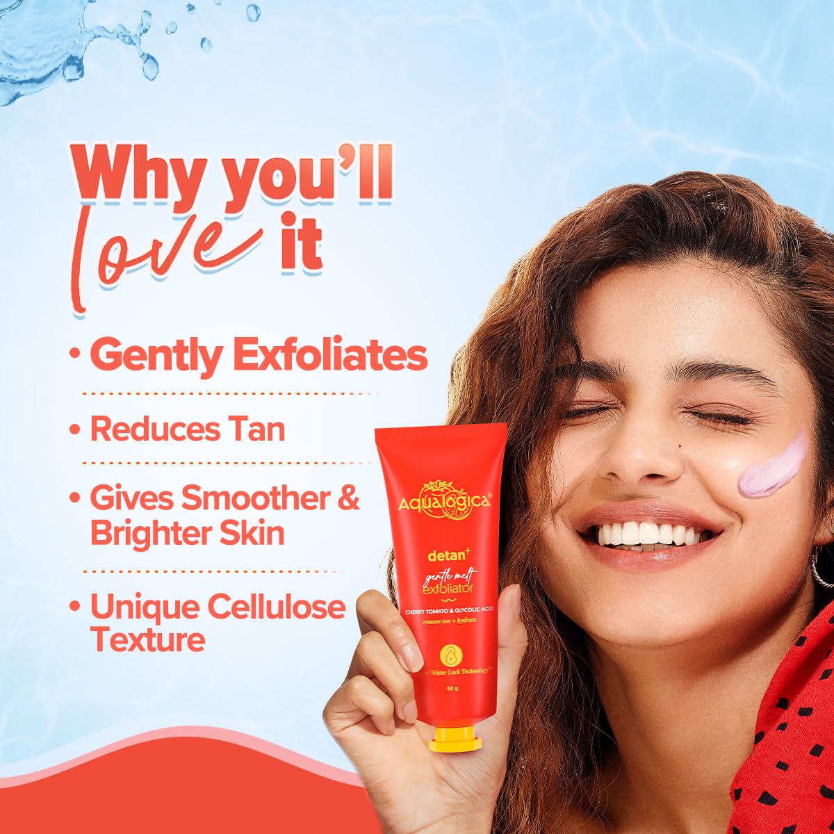 Aqualogica Detan+ Gentle Melt Exfoliator - 50 g | Gently Exfoliates | Visibly Removes Tan for Brighten & Smooth Skin| For Men & Women