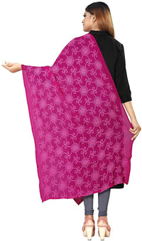 AKSHAR LLC Women's  Designer Pure Chiffon Dupatta with Pure Cotton Thread Embroidery Work