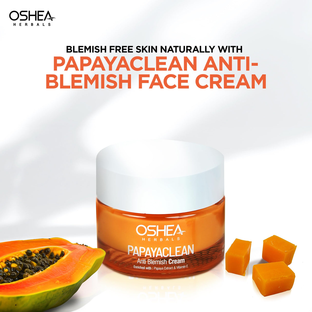 Oshea Herbals Papayaclean Anti Blemish Face Cream For All Skin Types | Hydrates, Removes Dark Spots & Blemishes | with Papaya Extract & Vitamin E - 50 g(Pack of 2)