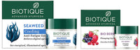 Biotique Bio Seaweed Revitalizing Anti Fatigue Eye Gel, 15G & Oily Bio Berry Plumping Lip Balm Smoothes & Swells Lips, 12G, Count 2